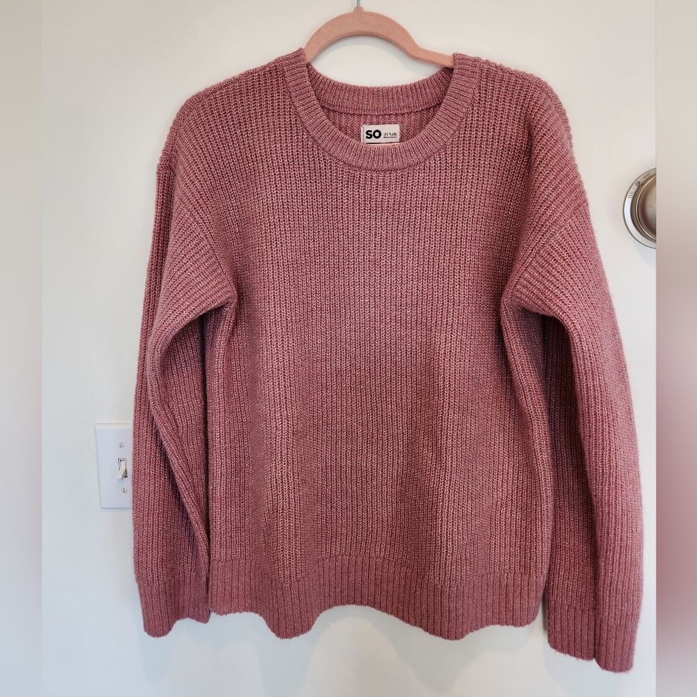 SO Dusty Rose Metallic Wool Blend Sweater